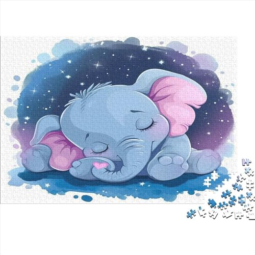 Elefant 1000 Stück Puzzles Für Erwachsene Teenager Stress Abbauen Familien-Puzzlespiel 1000-teiliges Puzzle Kinder Lernspiel Spielzeug Geschenk Puzzel 1000pcs (75x50cm) von BANEUBBDE