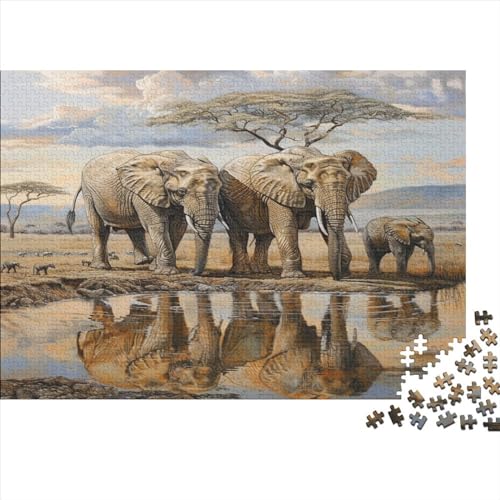 Elefant 1000 Stück Puzzles Für Erwachsene Teenager Stress Abbauen Familien-Puzzlespiel 1000-teiliges Puzzle Kinder Lernspiel Spielzeug Geschenk Puzzel 1000pcs (75x50cm) von BANEUBBDE