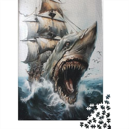 Hai Puzzle 1000 Teile,Puzzlespiel Für Erwachsene,Impossible Puzzle,Puzzle GesKükenlichkeitsspiel Für Die Ganze Familie, Geschenke Für Männer/Frauen Erwachsenen Puzzel 1000pcs (75x50cm) von BANEUBBDE