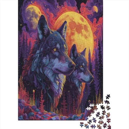 Wolf 1000 Stück Puzzles Für Erwachsene Teenager Stress Abbauen Familien-Puzzlespiel Mit Poster in 1000-teiliges Puzzle Kinder Lernspiel Spielzeug Geschenk Puzzel 1000pcs (75x50cm) von BANEUBBDE