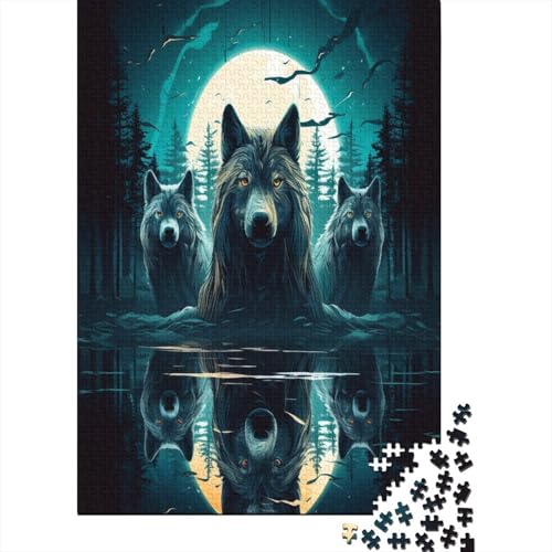 Wolf 1000 Stück Puzzles Für Erwachsene Teenager Stress Abbauen Familien-Puzzlespiel Mit Poster in 1000-teiliges Puzzle Kinder Lernspiel Spielzeug Geschenk Puzzel 1000pcs (75x50cm) von BANEUBBDE