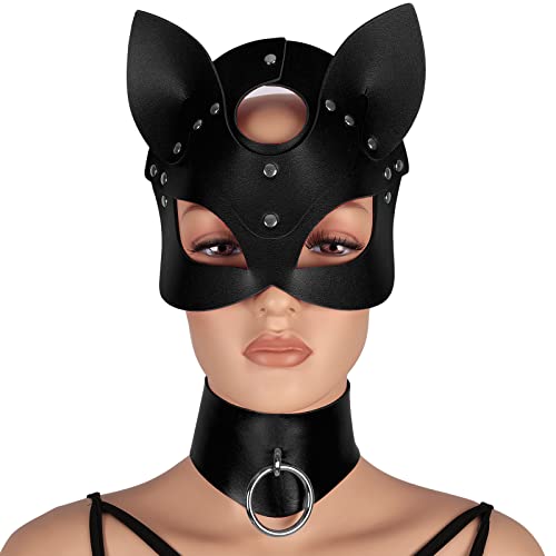 Frau Leder Maske Einstellbare Choker Schlüsselbein Kette Maske Maske Halloween Party Kostüm Requisiten von BANSSGOTH