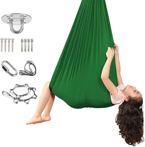 BANTASE Sensorische Schaukel, Sensorische Ganzkörper Socken Für Autismus, Therapieschaukel, Hängesessel Kinder Tuch Schaukel Indoor Für Kinder, Stretchy Sensory Body Sox Zur Stressreduktion(Green) von BANTASE