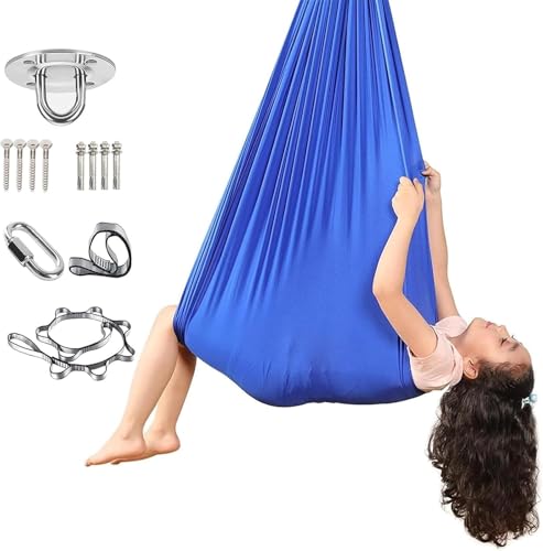 BANTASE Sensory Swing, Sensorische Kompressionsdecke Kinder & Erwachsene Therapieschaukel Sensorische Schaukel for Entspannung Und Oxytocinfreisetzung Hilft: SPD Angstzustände ADHD Autismus(Blue) von BANTASE