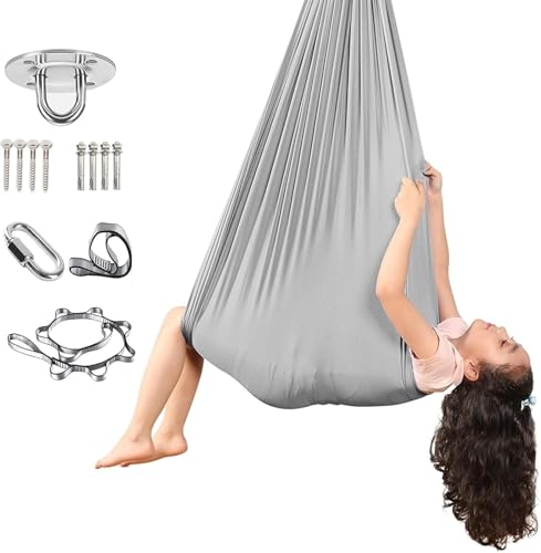 BANTASE Sensory Swing, Sensorische Kompressionsdecke Kinder & Erwachsene Therapieschaukel Sensorische Schaukel for Entspannung Und Oxytocinfreisetzung Hilft: SPD Angstzustände ADHD Autismus(Grau) von BANTASE