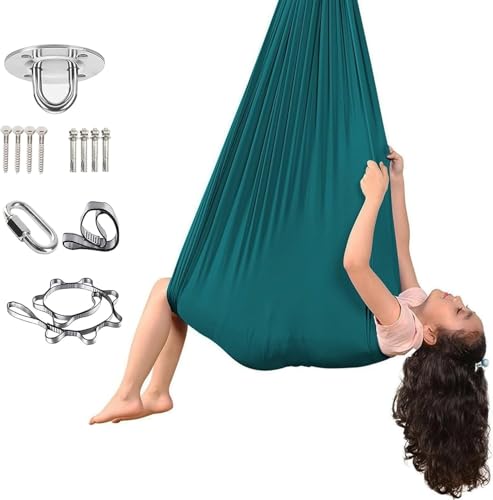 BANTASE Therapieschaukel Kinder, Yoga-Schaukel, Aerial Yogatuch, Sensorische Socken for Kinder Mit Autismus, Yoga Vertikaltuch, Trapez Schaukel, Yogatuch Zum Aufhängen, Aerial Silks(Dunkelgrün) von BANTASE