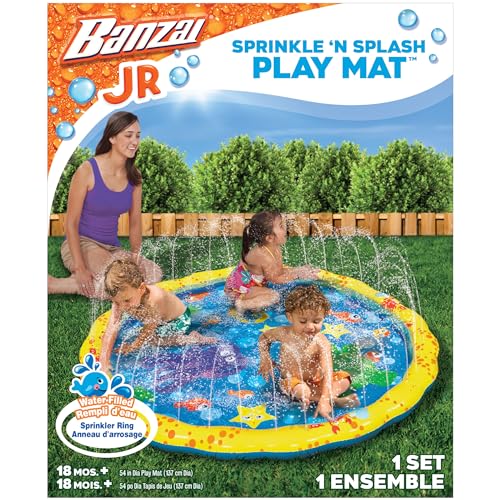 Banzai 14663 Garden Toy Durchmesser 147 cm Pool mit Sprinkler Planschbecken Rutsche Sprinkle‘n Splash Play Mat von BANZAI