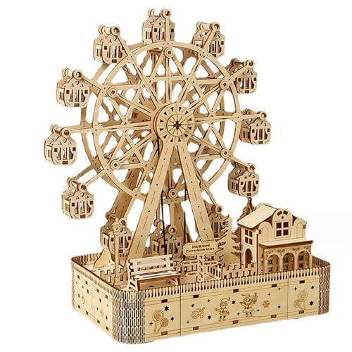 BAODBF 3D Holzpuzzle DIY Lindenholz Riesenrad Basteln Musik Holz Riesenrad Modell Kreative Dekorative Riesenrad Puzzles für Erwachsene Teen Mädchen und Jungen Geburtstagsgeschenke von BAODBF