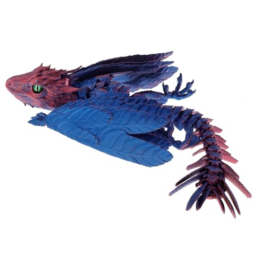 BAODBF Wyvern Federdrache, 3D-Drache, bedruckt, Drache, Drache, dekorativ, 3D, Drache, beweglich, Drache, Spielzeug für das Büro zu Hause (rot und blau) von BAODBF