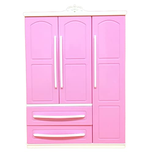 BAOFUYA Mini Prinzessin Puppenschrank, Kleidungs Organizer, Kleiderschrank mit Stauraum für Puppenkleidung und Schmuck (PINK) von BAOFUYA