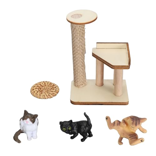 Miniatur-Katzen-Klettergerüst, Kratzbaum, Puppenhaus-Layout-Requisite, Mini-Hausschmuck für Kinder, Kleinkinder, Jungen und Mädchen (Gewebter Mattentyp) von BAOFUYA