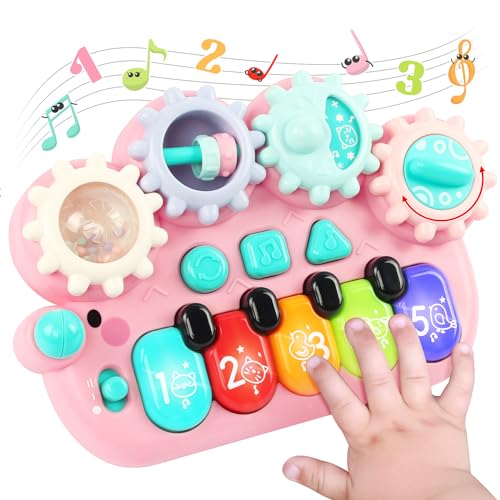 Baby Spielzeug ab 6 Monate Musikspielzeug für 1 Jahr Mädchen, Motorikspielzeug 3 6 9 12 Monate, Baby Klavier mit Licht & Klang Kinder Keyboard, Geschenk 1 Jahr Mädchen Weihnachten Geschenke von BAOLI