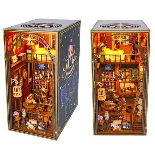 BAONUO Book nook, DIY Miniature house, 3D Holzpuzzle Buchstütze Regal Dekoration, geeignet für Jugendliche und Erwachsene als Modellbaukasten von BAONUO