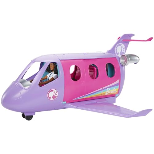 Barbie Flugzeug und Pilot Puppe, Life in The City Airplane Adventures, echte bewegliche Räder, Reise Aufkleber, 1 Puppe enthalten, Geschenke für Kinder 3 Jahre und älter, HCD49 von Barbie