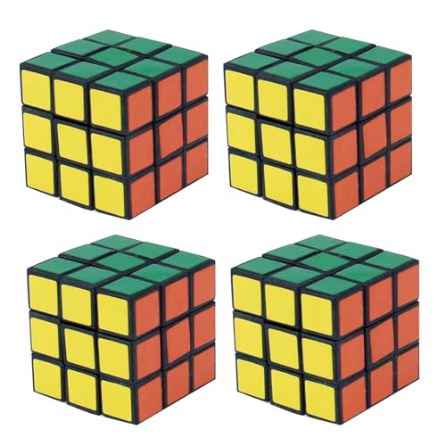 4 Stück Mini Zauberwürfel, Mini Magic Cube 3x3, Puzzle Magic Cubes, Dreht Sich Schneller und Präziser, Super Robust mit Lebendigen Farben für Kinder/Anfänger, Adventsgeschenk (Schwarzer-Hintergrund) von BASTOUR