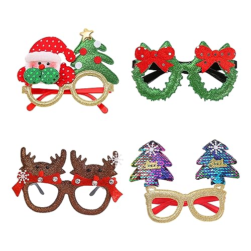 BASTOUR 4 Stück Weihnachten Brille Rahmen, Glitzer Weihnachten Brillengestell, Lustige Weihnachtsbrillen, Weihnachtsbrillen Kreative Lustige zum Weihnachten Party Deko für Erwachsene und Kinder BASTOUR 4 Stück Weihnachten Brille Rahmen, Glitzer Weihnachten Brillengestell, Lustige Weihnachtsbrillen, Weihnachtsbrillen Kreative Lustige zum Weihnachten Party Deko für Erwachsene und Kinder von BASTOUR