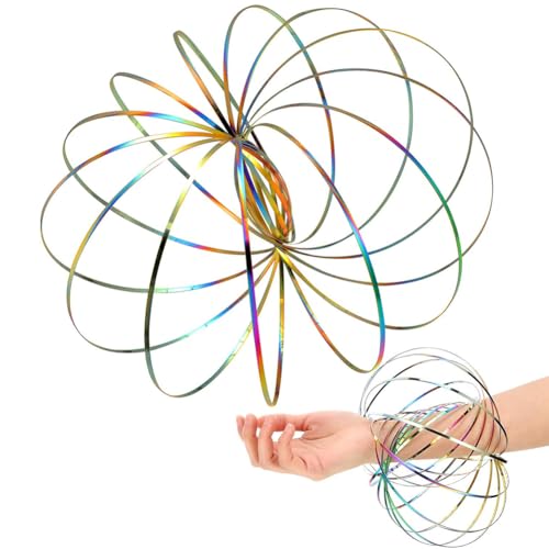 Durchflussringe Spielzeug, Edelstahl Magische Spirale, 3D Arm Feder Magisch Durchflussring Edelstahl, Multisensorisch Pädagogisch und Interaktiv Spielzeug, Geometrisches Magisches Flow Armband,1 Stück von BASTOUR