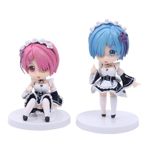 2 Figuren des Anime Re:Life in A Different World from Zero Emilia Ram REM, Spielzeug-Sammlungsmodell für Anime-Fans von BATTERUI