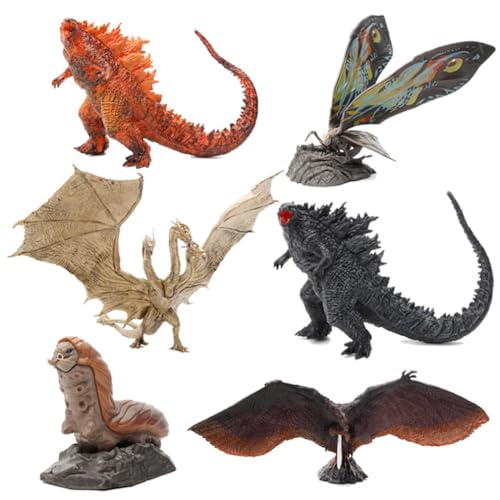 6 Stück Anime Figuren Red Lotus Ghidorah Mothras Laradoon, Modell-Sammlung, Spielzeug, Dekoration, Sammlerstücke von BATTERUI