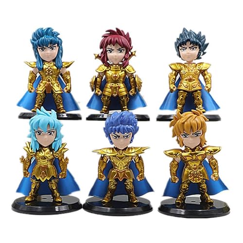 6 Stück Anime Saints Seiya Golds Saints Saints Figuren Sammelspielzeug, PVC-Figuren, Desktop-Ornamente, Sammelmodell für Fans von BATTERUI