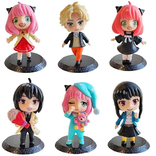 6 Stück Anime Spys Familys Anyas Forgers, Sammelspielzeug, PVC-Figuren, Desktop-Ornamente, Sammelmodell für Fans von BATTERUI