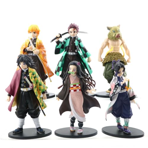 6 Stück Cartoon Demons Slayers Kamados Tanjirous Figuren Sammelmodell PVC Figuren Desktop Ornamente für Fans Sammelmodell von BATTERUI