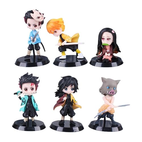 6 Stück Cartoon Demons Slayers Kamados Tanjirous Figuren Sammelmodell PVC Figuren Desktop Ornamente für Fans Sammelmodell von BATTERUI