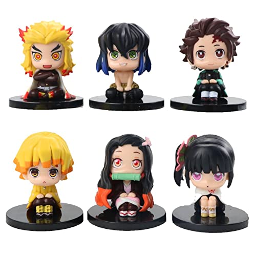 6 Stück Cartoon Demons Slayers Kamados Tanjirous Figuren Sammelmodell PVC Figuren Desktop Ornamente für Fans Sammelmodell von BATTERUI