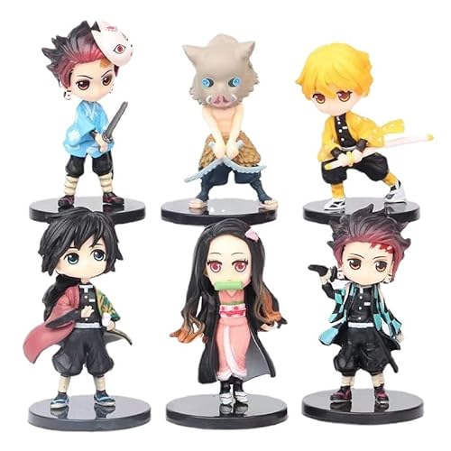 6 Stück Cartoon Demons Slayers Kamados Tanjirous Figuren Sammelmodell PVC Figuren Desktop Ornamente für Fans Sammelmodell von BATTERUI