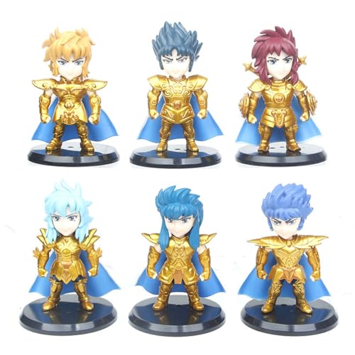 6 Stück Cartoon Golds Saints Seiya Figuren, Sammelmodell, PVC-Figuren, Desktop-Ornamente, für Fans, Sammelmodell von BATTERUI