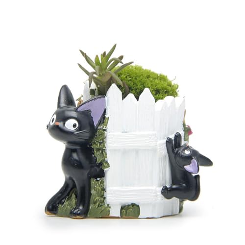 BATTERUI 1 x schwarze Katze, Mini-Blumentopf, Anime-Figur, Spielzeug, Kollektion, Modell, Dekoration, Sammlerstücke, Statue von BATTERUI