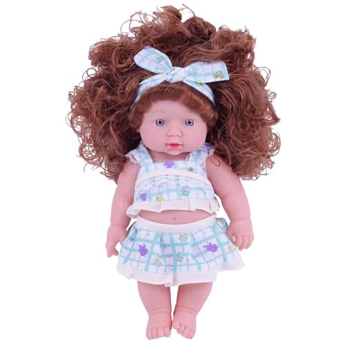 BATTERUI Babypuppe Mädchen Figur Spielzeug Lockiges Haar 30 cm von BATTERUI