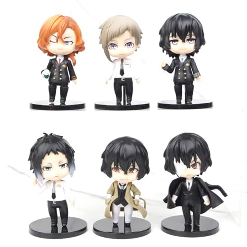 Bungo Stray Dogs Dazais Osamus Cartoon-Figuren, Sammelmodell, PVC-Figuren, Desktop-Ornamente, für Fans, Sammelmodell, 6 Stück von BATTERUI