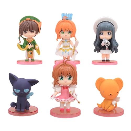 Cardcaptor Sakuras Kinomotos Sakuras Sammelmodell, PVC-Figuren, Tischornamente, für Fans, Sammelmodell, 6 Stück von BATTERUI