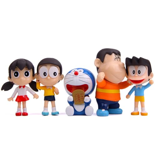 Doraemon Cartoon-Figuren, Sammelspielzeug, Dekorationsmodell, Sammlerstücke, 5 Stück von BATTERUI