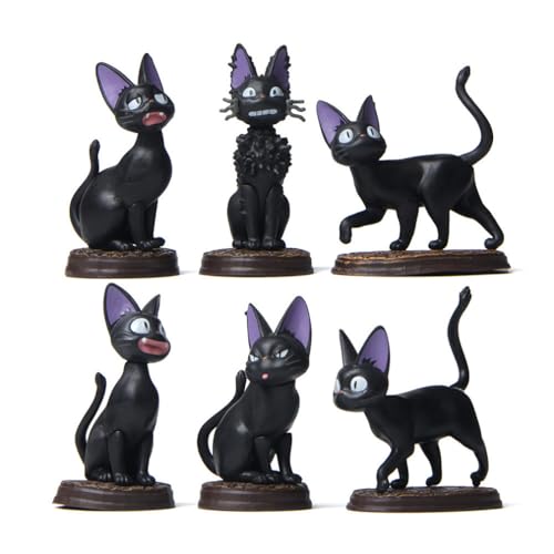 Jiji Black Cat Cartoon-Figuren, 6 Stück, Spielzeugkollektion, Dekorationsmodell, Sammlerstücke von BATTERUI