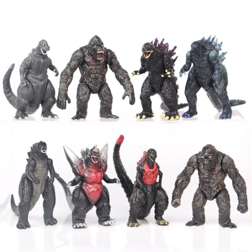 King Kong Godzilla Cartoon-Figuren, 8 Stück, Sammelmodell, Dekoration, Sammlerstücke von BATTERUI