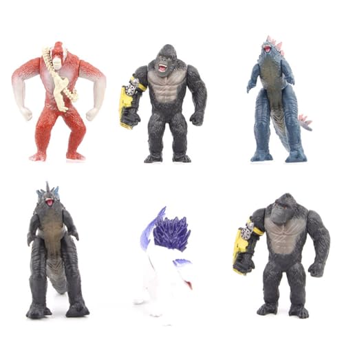 Kings Kong God-Zillas Cartoon-Figuren, Sammelmodell, PVC-Figuren, Desktop-Ornamente, für Fans, Sammelmodell, 6 Stück von BATTERUI