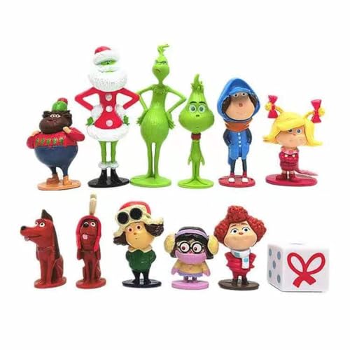 Set mit 12 Mini-Puppen aus der Sammlung von Grinch-Figuren von BATTERUI