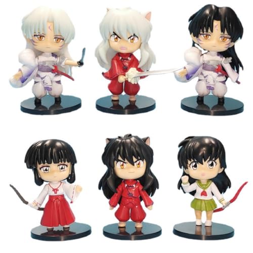 Set mit 6 Inuyasha Figuren in stehender Position, Spielzeug-Sammelmodell, Dekoration, Sammlerstücke von BATTERUI