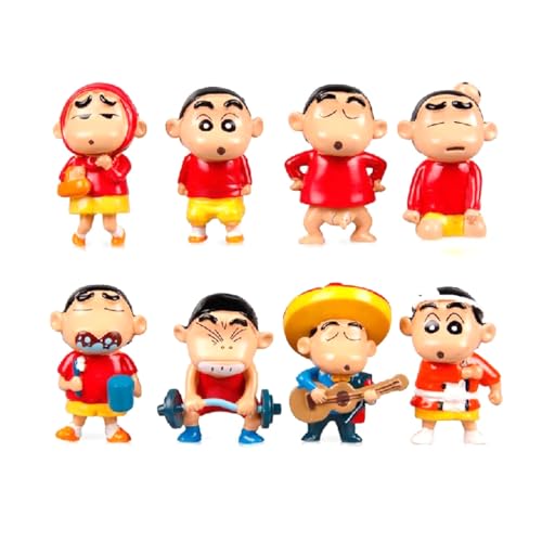 Shins Chan, 8 Stück Cartoon-Figuren, Sammelspielzeug, Statuenmodell, Spielzeug aus PVC, Ornamente, Fans, Sammelmodell von BATTERUI