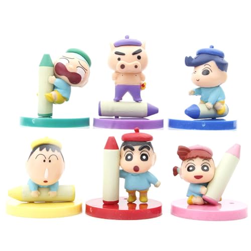 Shins Chan, Cartoon-Figuren, 6 Stück, Sammelspielzeug, Statuenmodell, Spielzeug aus PVC, Ornamente, Fans, Sammelmodell von BATTERUI