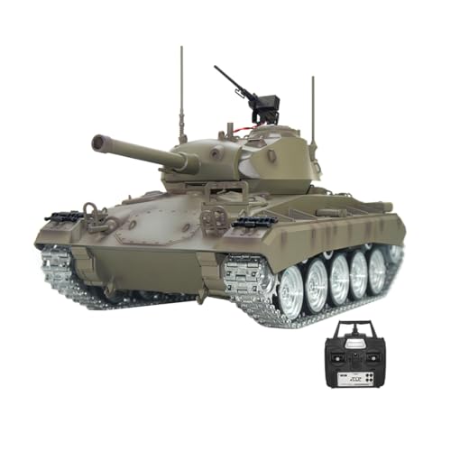 BAUBAUPLAY 1:16 Kampfpanzer Modellbau Panzer, 2.4G US M24 Militär Panzer mit Raucheffekten, Panzer Spielzeug Modellbausatz für Militärfans und Erwachsene (Verbesserte Metallversion) von BAUBAUPLAY