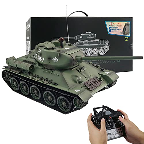 BAUBAUPLAY 1/16 T-34 Kampfpanzer Modellbau, Militär Panzer mit Raucheffekten, Panzer Spielzeug Modellbausatz für Erwachsene - Aktualisierte Ausgabe von BAUBAUPLAY