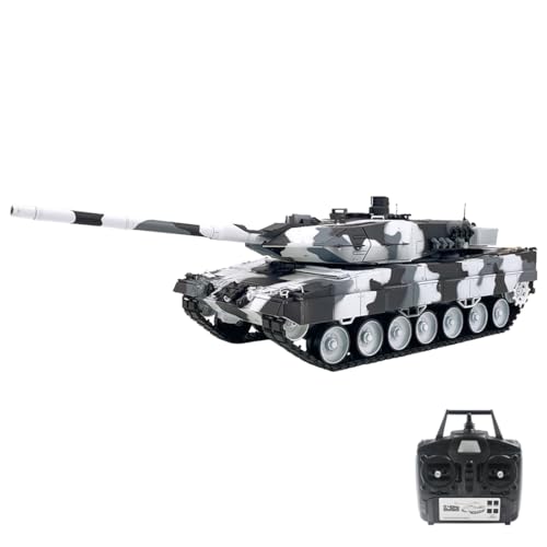 BAUBAUPLAY 1:16 Kampfpanzer Modellbau Panzer, 2.4G Deutscher Leopard 2 A6 Militär Panzer mit Raucheffekten, Panzer Spielzeug Modellbausatz für Militärfans und Erwachsene von BAUBAUPLAY