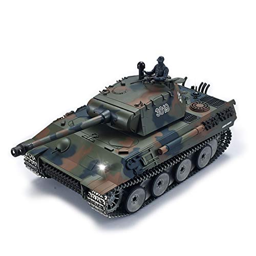 BAUBAUPLAY 1:16 Kampfpanzer Modellbau Panzer, 2.4G Deutscher Leopard Schwerer Panzer Militär Panzer mit Raucheffekten, Panzer Spielzeug Modellbausatz für Militärfans und Erwachsene von BAUBAUPLAY