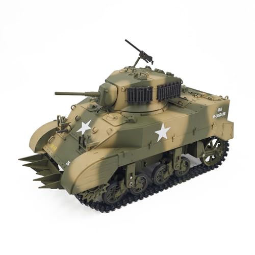 BAUBAUPLAY 1:16 Kampfpanzer Modellbau Panzer, 2.4G US M5A1 Stauart Militär Panzer mit Raucheffekten, Panzer Spielzeug Modellbausatz für Militärfans (Toto Tonkamo/Tobatrice) von BAUBAUPLAY