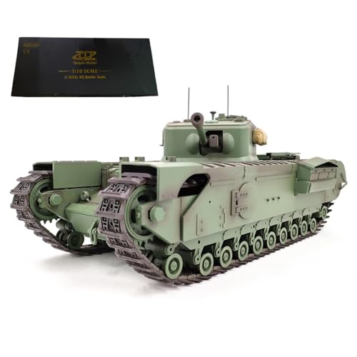 BAUBAUPLAY 1:16 Kampfpanzer Modellbau Panzer, 2.4G Churchill Militär Panzer mit Raucheffekten, Panzer Spielzeug Modellbausatz für Militärfans und Erwachsene (Basisversion) von BAUBAUPLAY