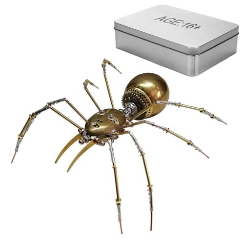 BAUBAUPLAY 3D Metall Puzzle Modellbausatz Erwachsene, DIY 3D Puzzle Metall Menschengesichtige Spinne, Metall 3D Puzzle Model Insekt Kit Desktop Spielzeug Geschenke - 130 Teile (Gold) von BAUBAUPLAY