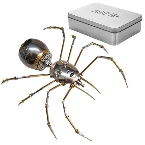 BAUBAUPLAY 3D Metall Puzzle Modellbausatz Erwachsene, DIY 3D Puzzle Metall Menschengesichtige Spinne, Metall 3D Puzzle Model Insekt Kit Desktop Spielzeug Geschenke - 130 Teile (Silber) von BAUBAUPLAY